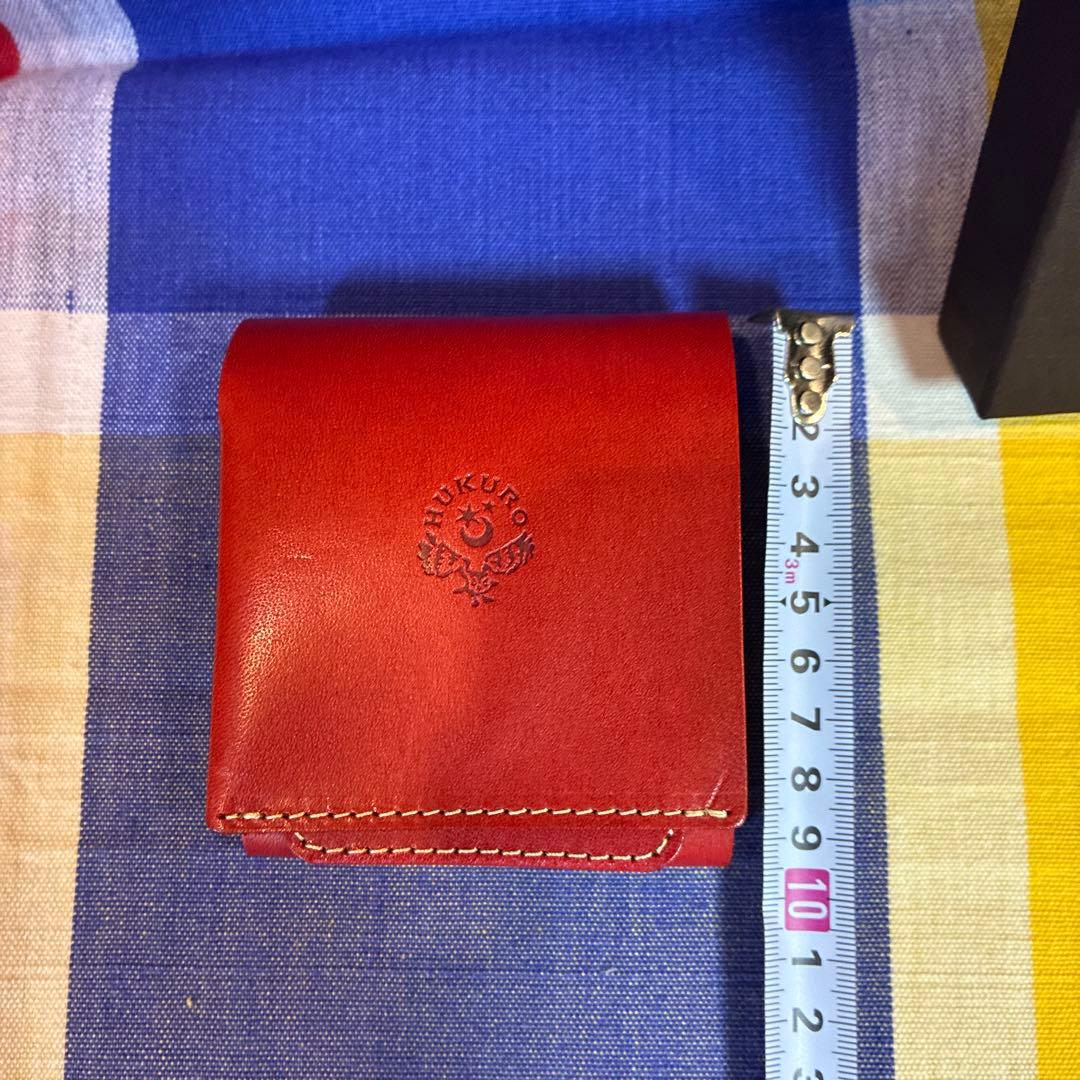 <HUKURO> 二つ折り財布手のひら財布-Beh- 栃木レザー box RED
