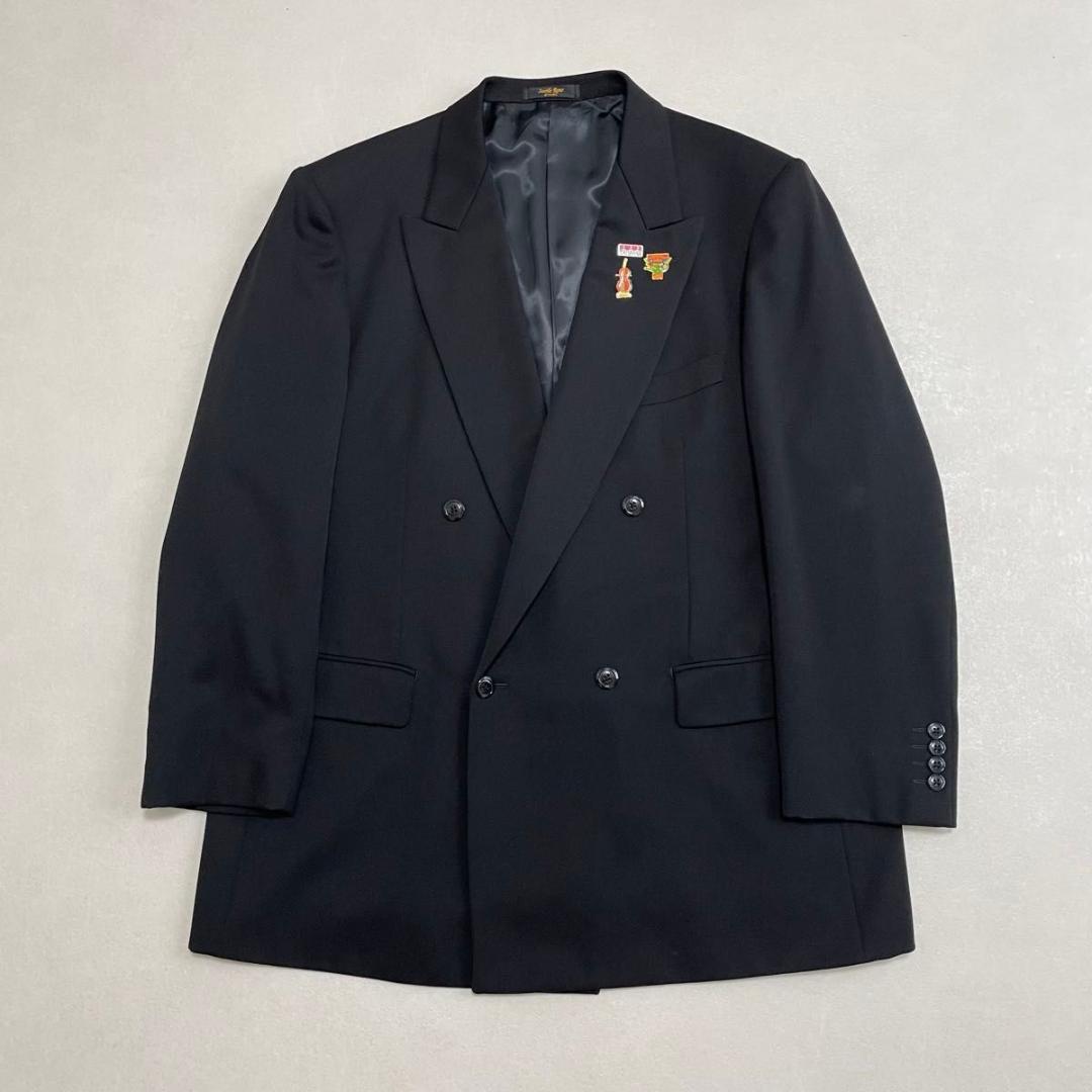 セヴィルロウ セットアップ ダブルスーツ ブラック カシミヤ混 アジャスター