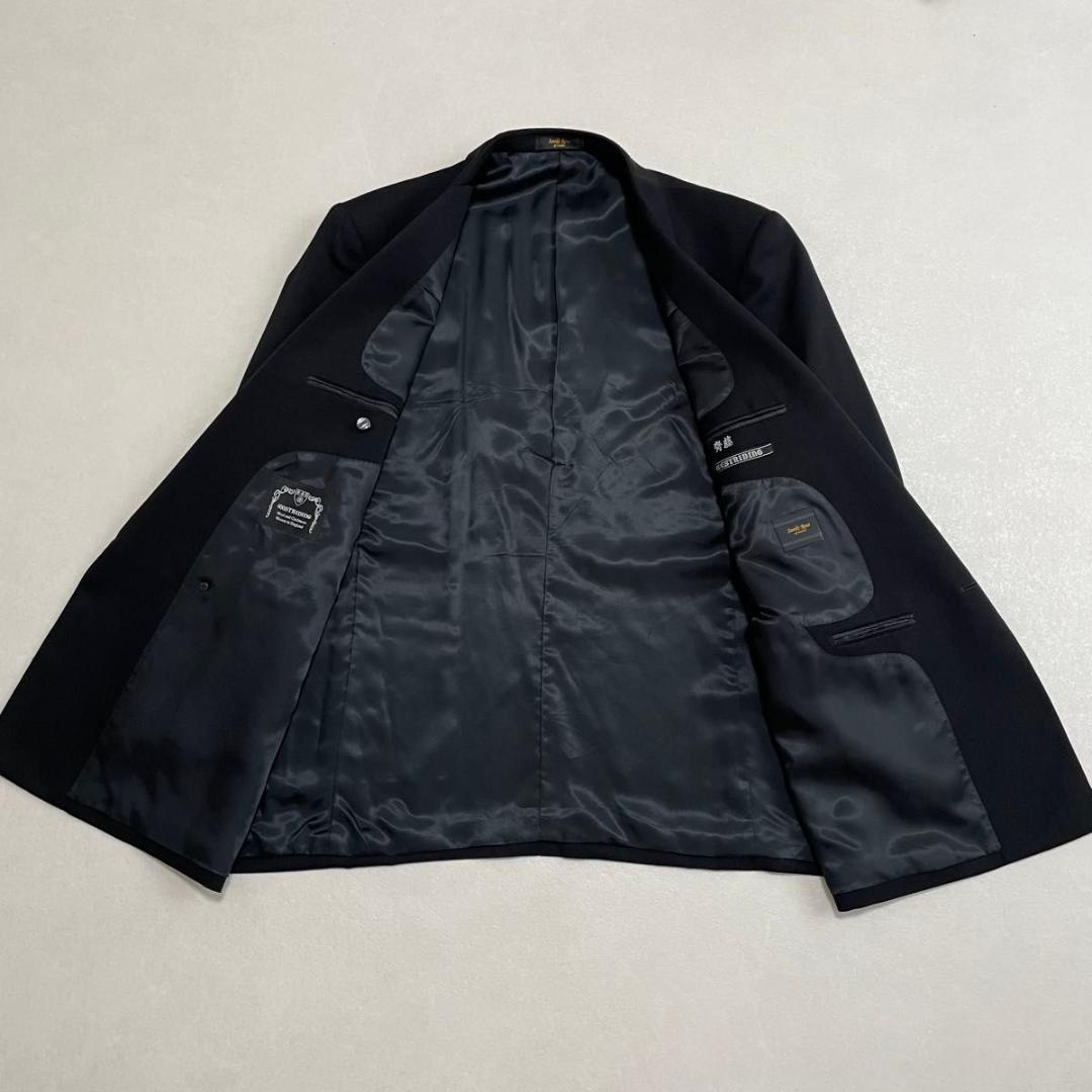 セヴィルロウ セットアップ ダブルスーツ ブラック カシミヤ混 アジャスター