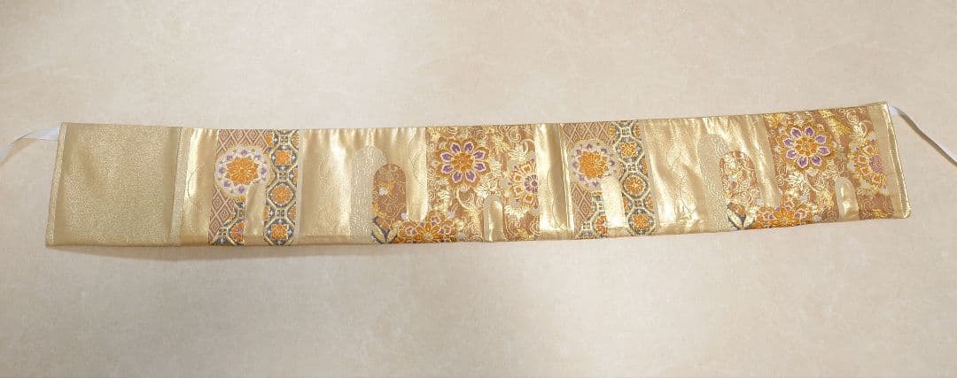 正絹　二部式　作り帯　ハーフ成人式　十三詣り　振袖　成人式　 一点物　金系