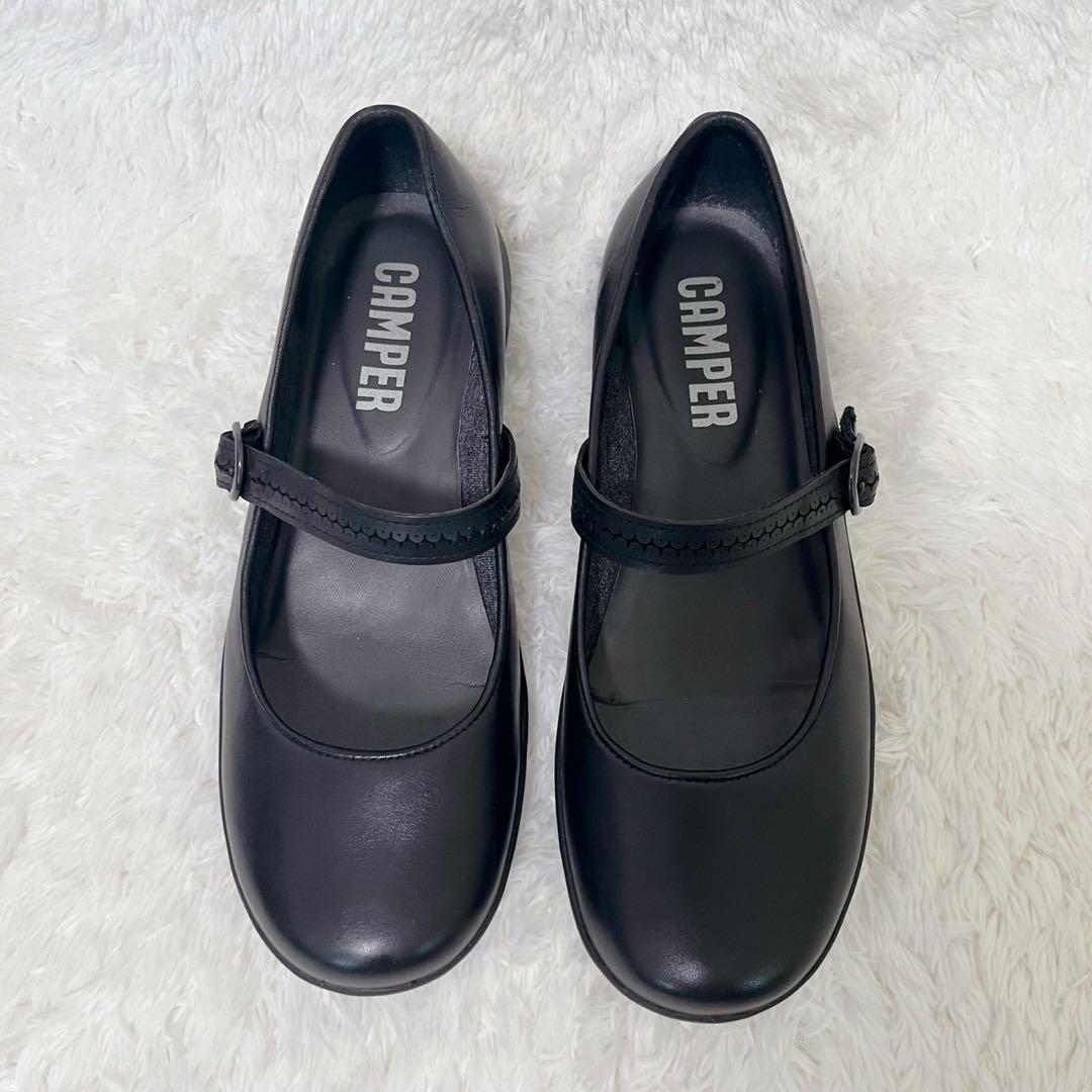 未使用級 CAMPER スパイラルコメット メリージェーン 37 ブラック