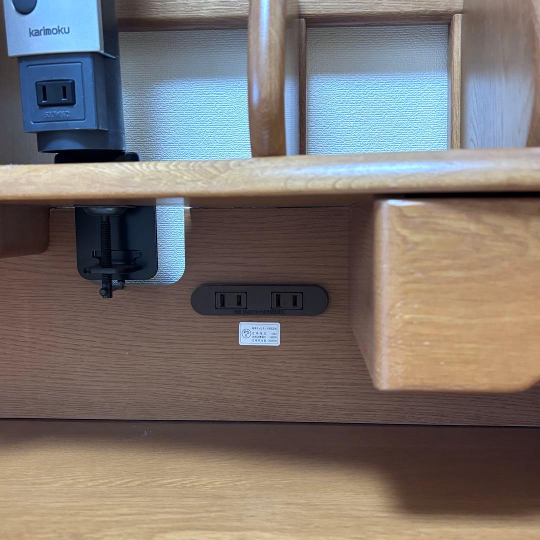 カリモク学習机 ４点セット 1-② 上棚デスクライト付