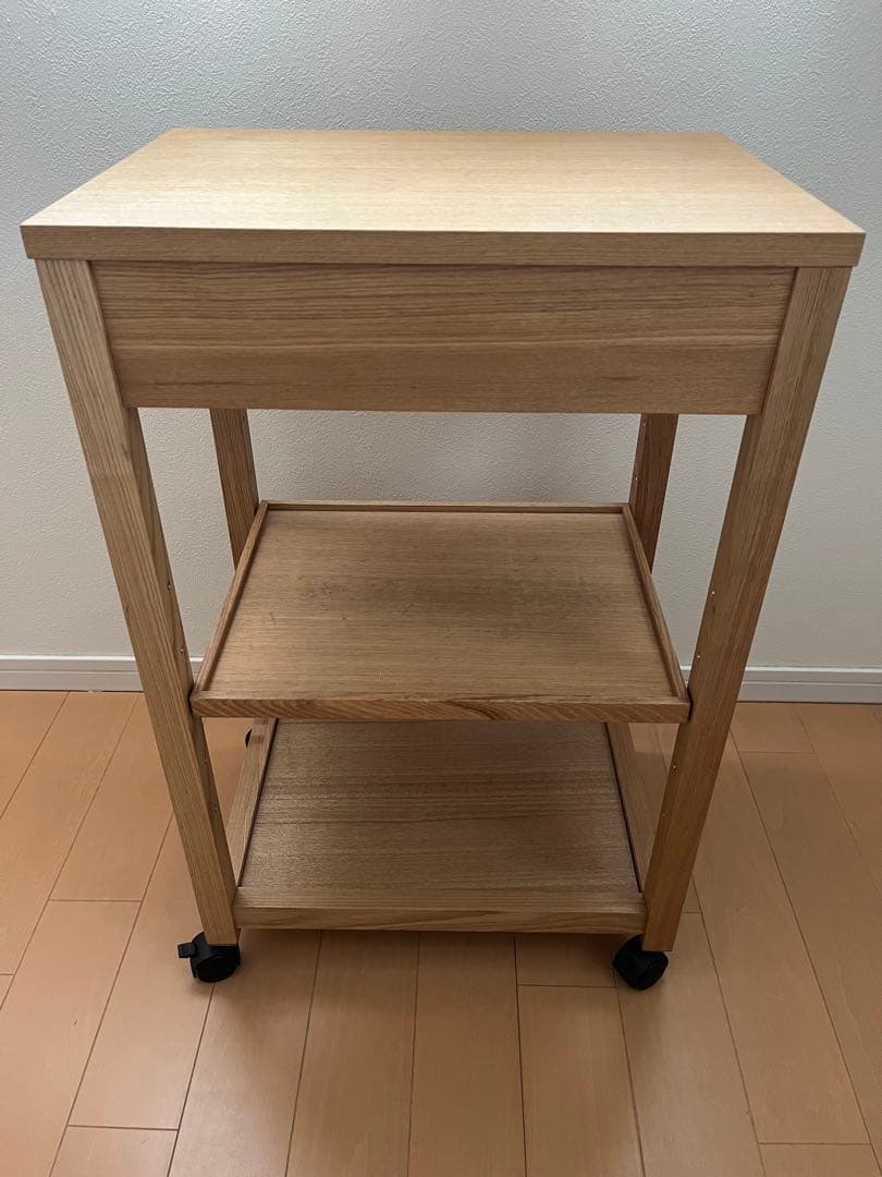 【出品5/7まで　最終価格】無印良品　木製キッチンワゴン　タモ材　廃盤品