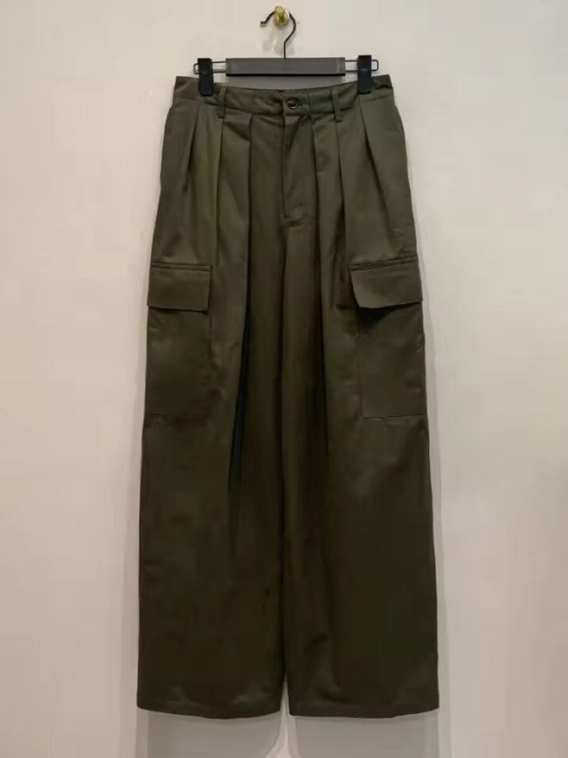 CLANE WIDE TUCK WORK PANTS カーキ