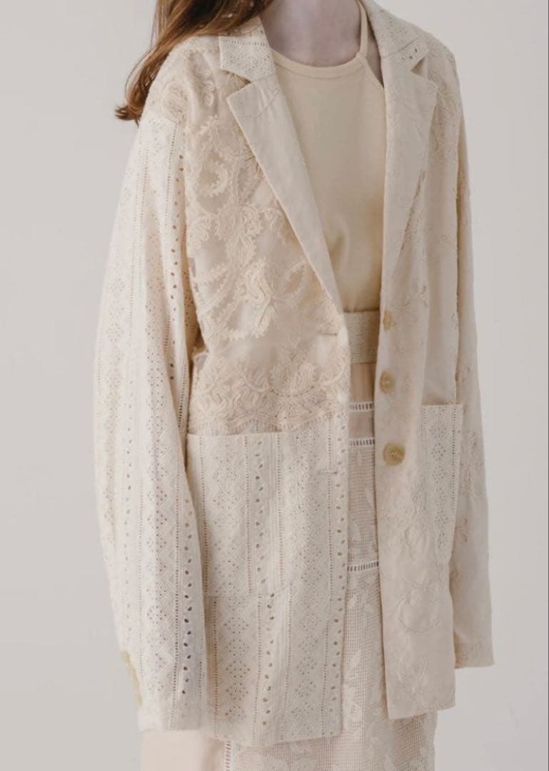 ジャケット・アウター Eaphi PATCHWORK EMBROIDERY LACE JACKET