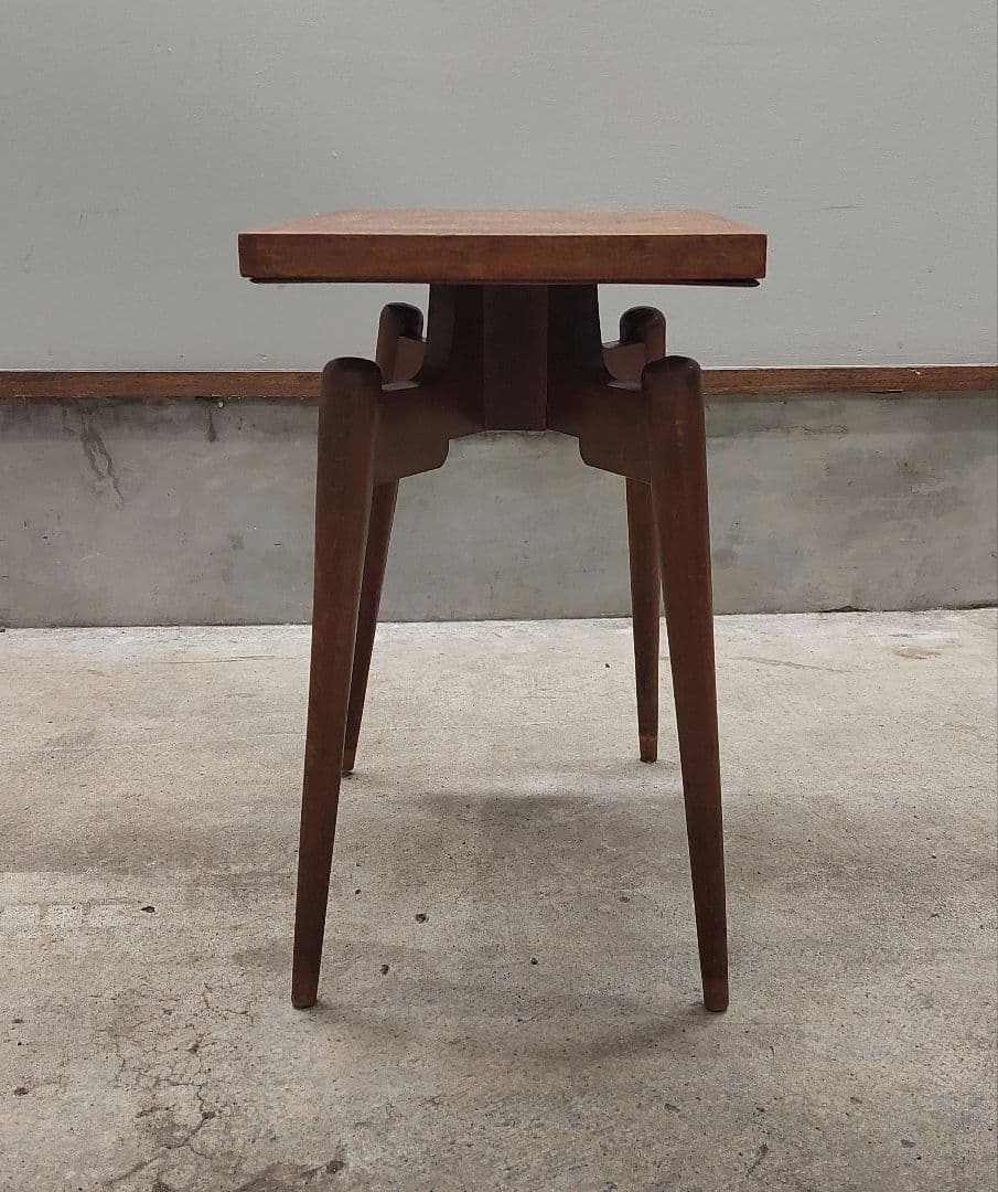 昭和レトロ ヴィンテージ 木製サイドテーブル ナイトテーブル 花台 古民家