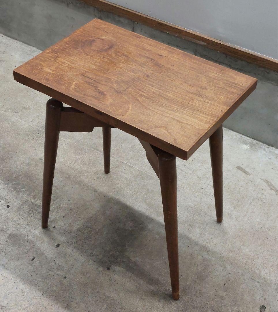 昭和レトロ ヴィンテージ 木製サイドテーブル ナイトテーブル 花台 古民家