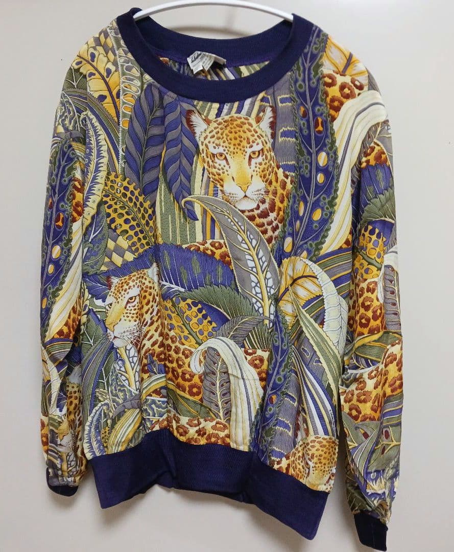 【美品】サルバトーレフェラガモ　シルクブラウス　カットソー　アニマル柄　パープル