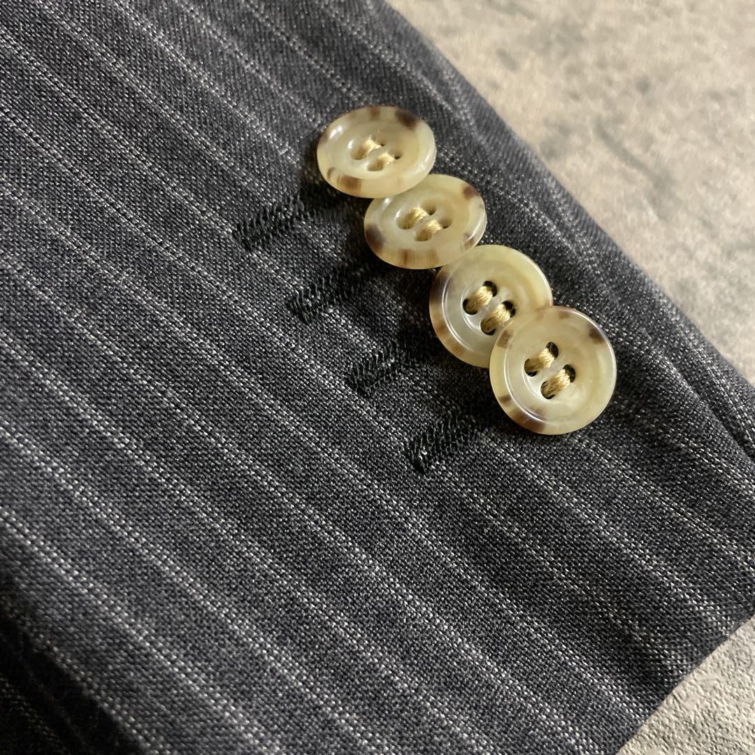 極美品 GUCCI グッチネクタイ 極上ウール ダブルスーツ シルバーグレー