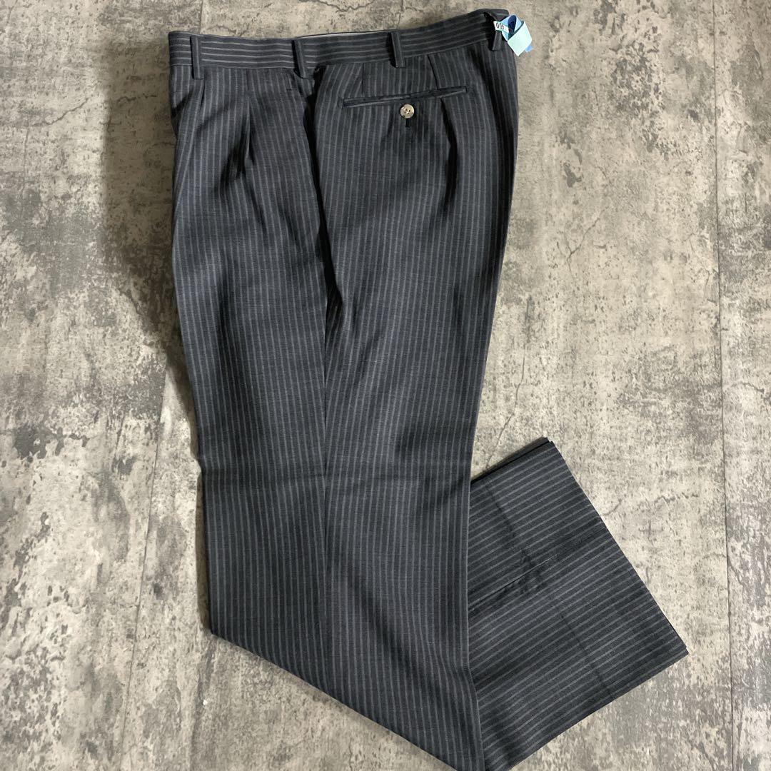 極美品 GUCCI グッチネクタイ 極上ウール ダブルスーツ シルバーグレー