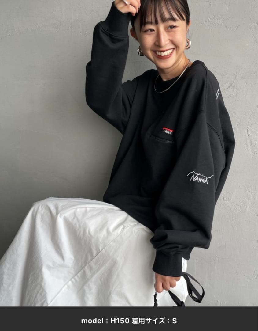 NANGA/ナンガ」 別注 ワンポイントロゴ刺繍 ジップポケットスウェット