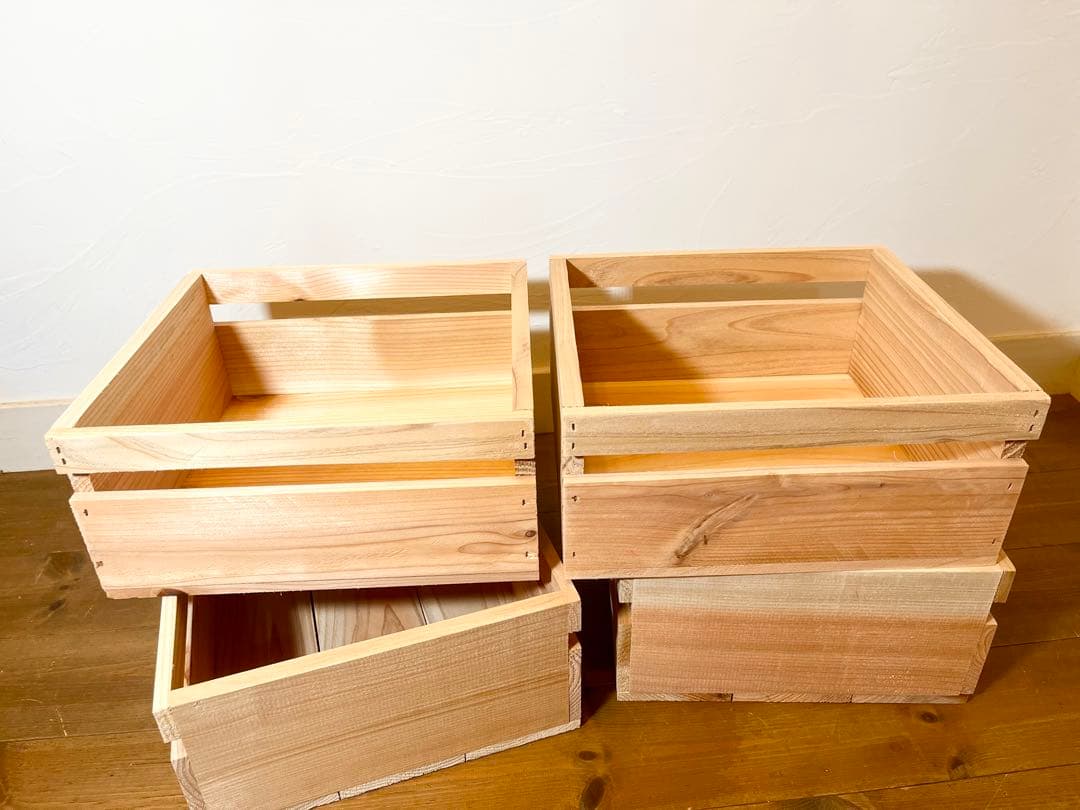 りんご箱 1箱 & 収納小箱 4箱 セット販売 / 収納 木箱 引出し 片付け