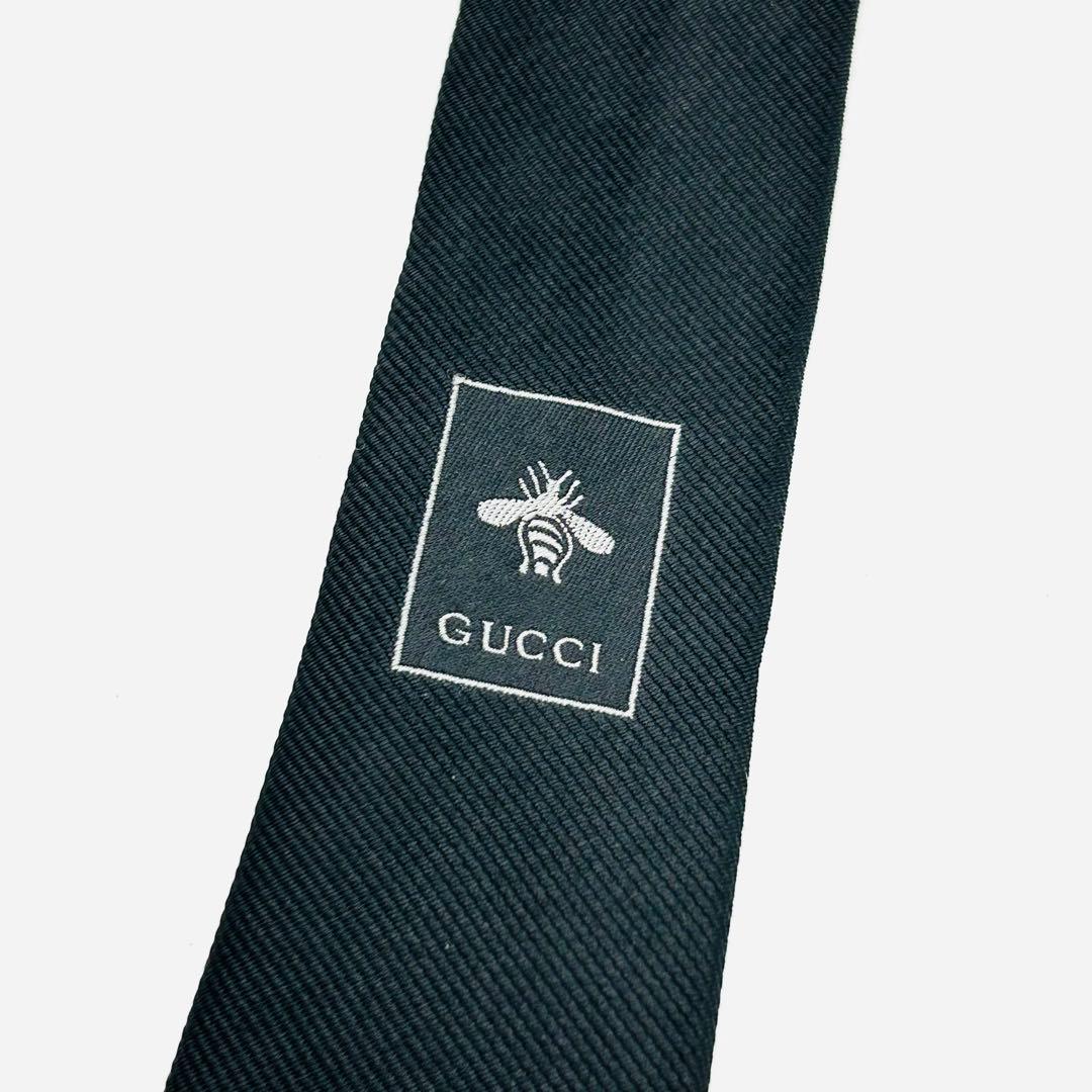 ✨美品✨GUCCI トラ　虎刺繍　現行タグ　シルク　ブラック　ネクタイ