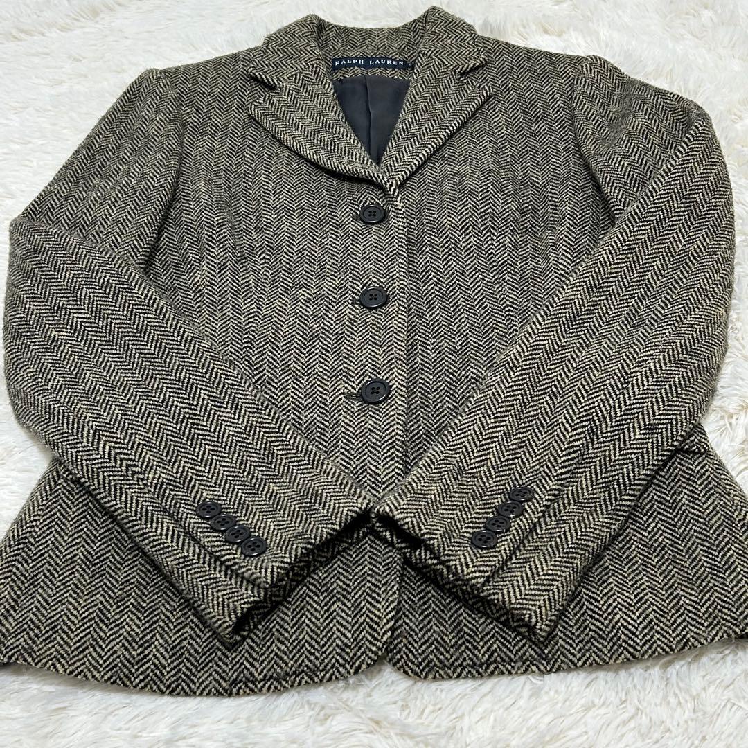 【美品】ラルフローレン ウール ツィードジャケット ヘリンボーン 11号