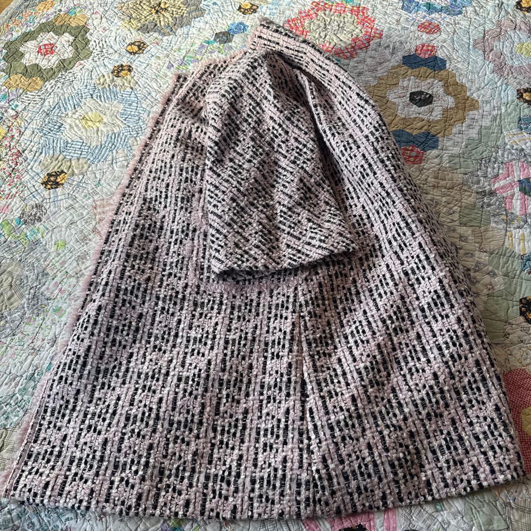Vintage ツイード　ブラックピンク　オーダーコート　レトロ　昭和