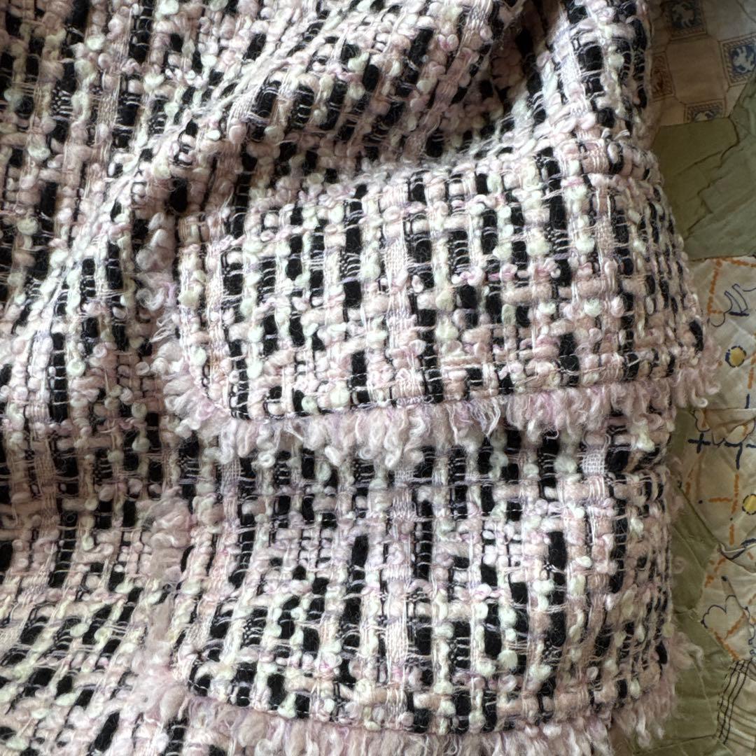 Vintage ツイード　ブラックピンク　オーダーコート　レトロ　昭和