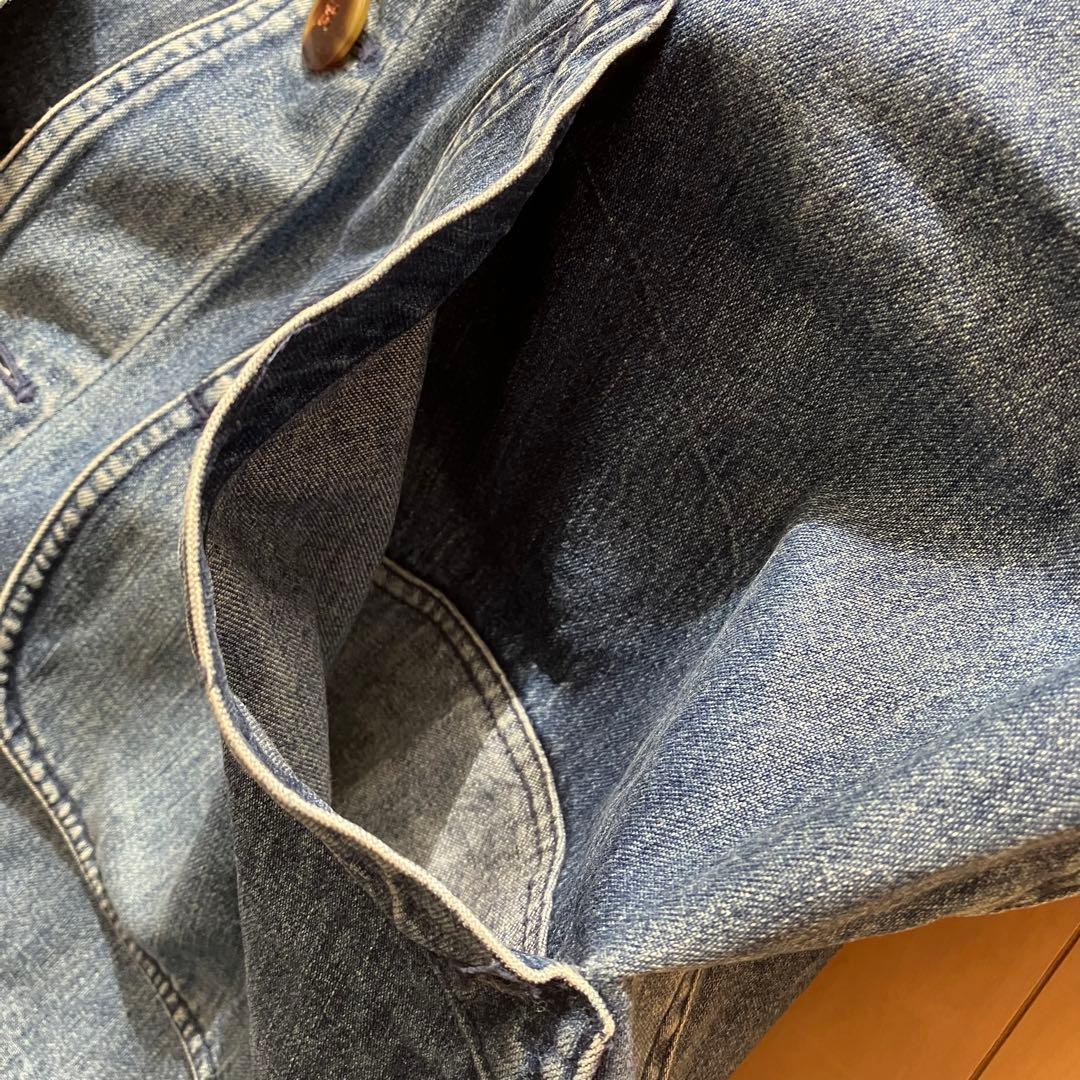 古着 メンズ LANDS'END デニムカバーオール 裏地付き 襟コーデュロイ