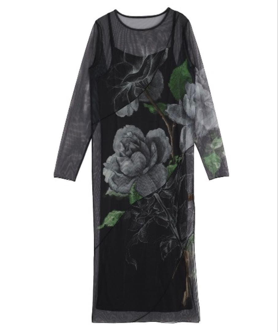 UND SKETCH FLOWER SKIN DRESS　AMERI