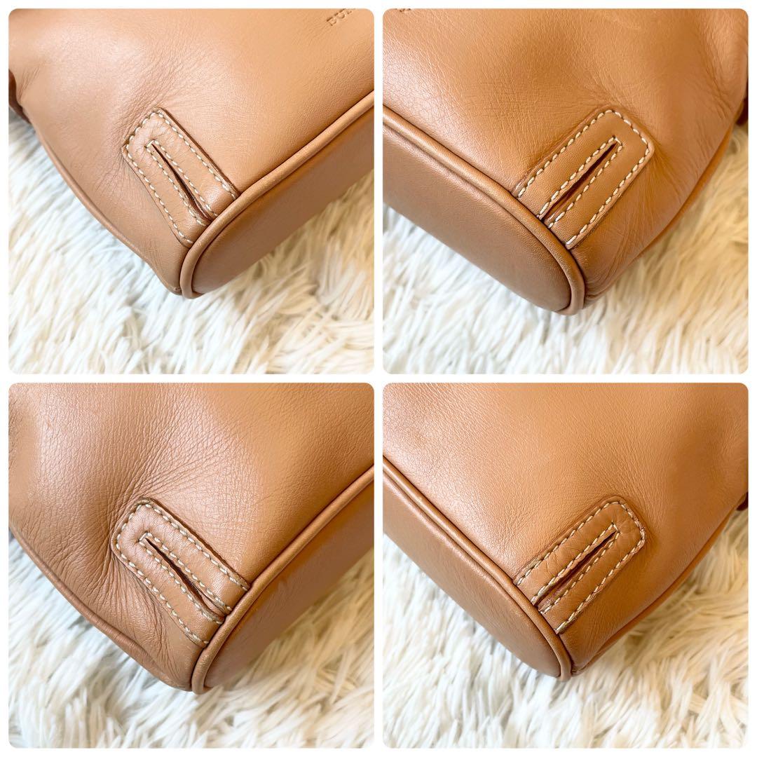 美品★Burberry オールレザー ショルダーバッグ ベージュ ノバチェック