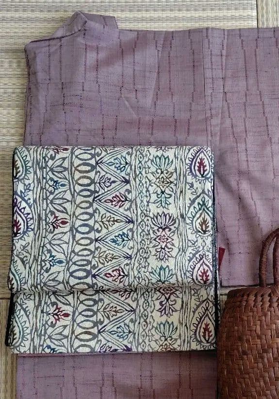 両面両方向　全通柄 袋帯　幾何学　花紋　兎　市松　正絹　4パターン使えます