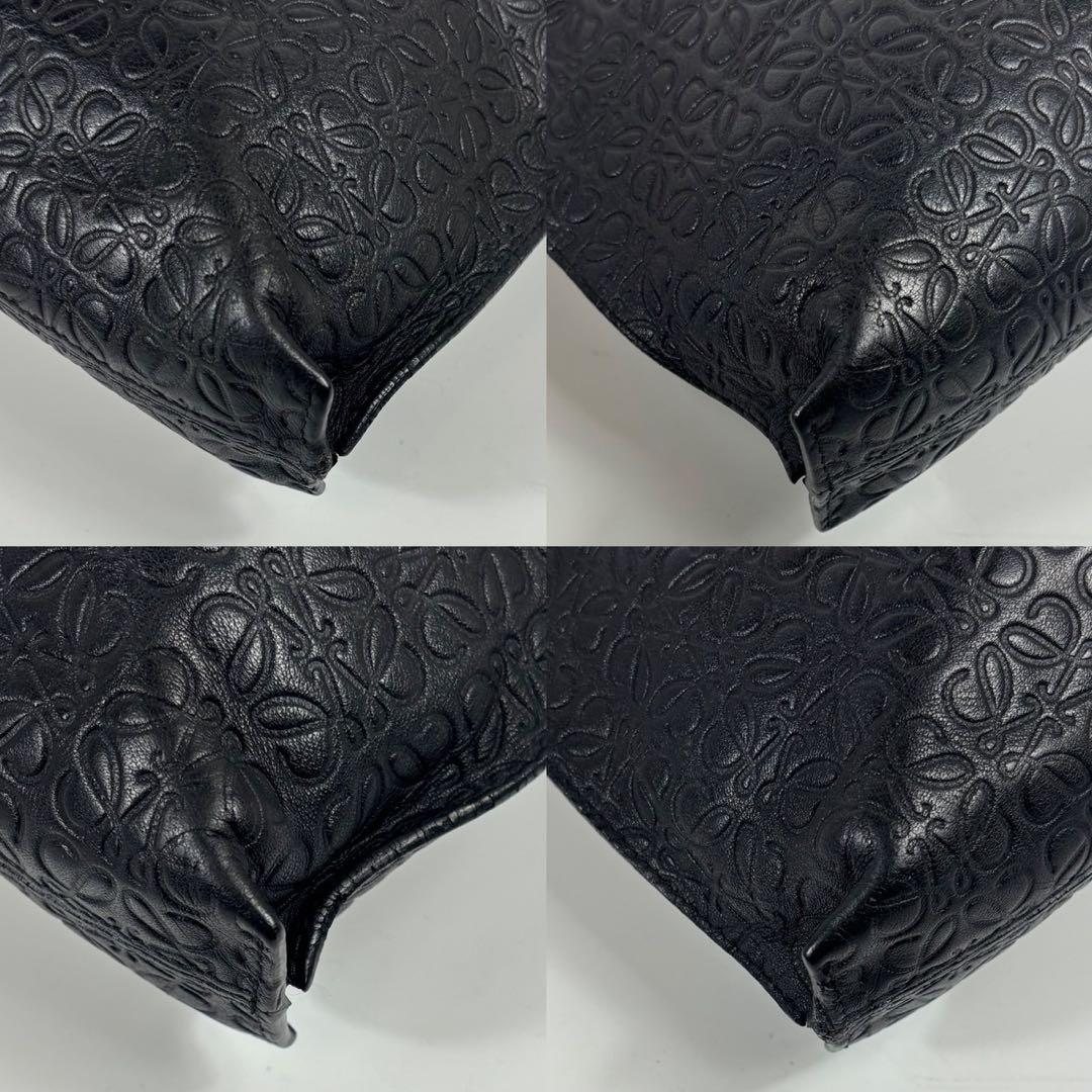 LOEWE リピートアナグラム レザー クラッチバッグ ブラック