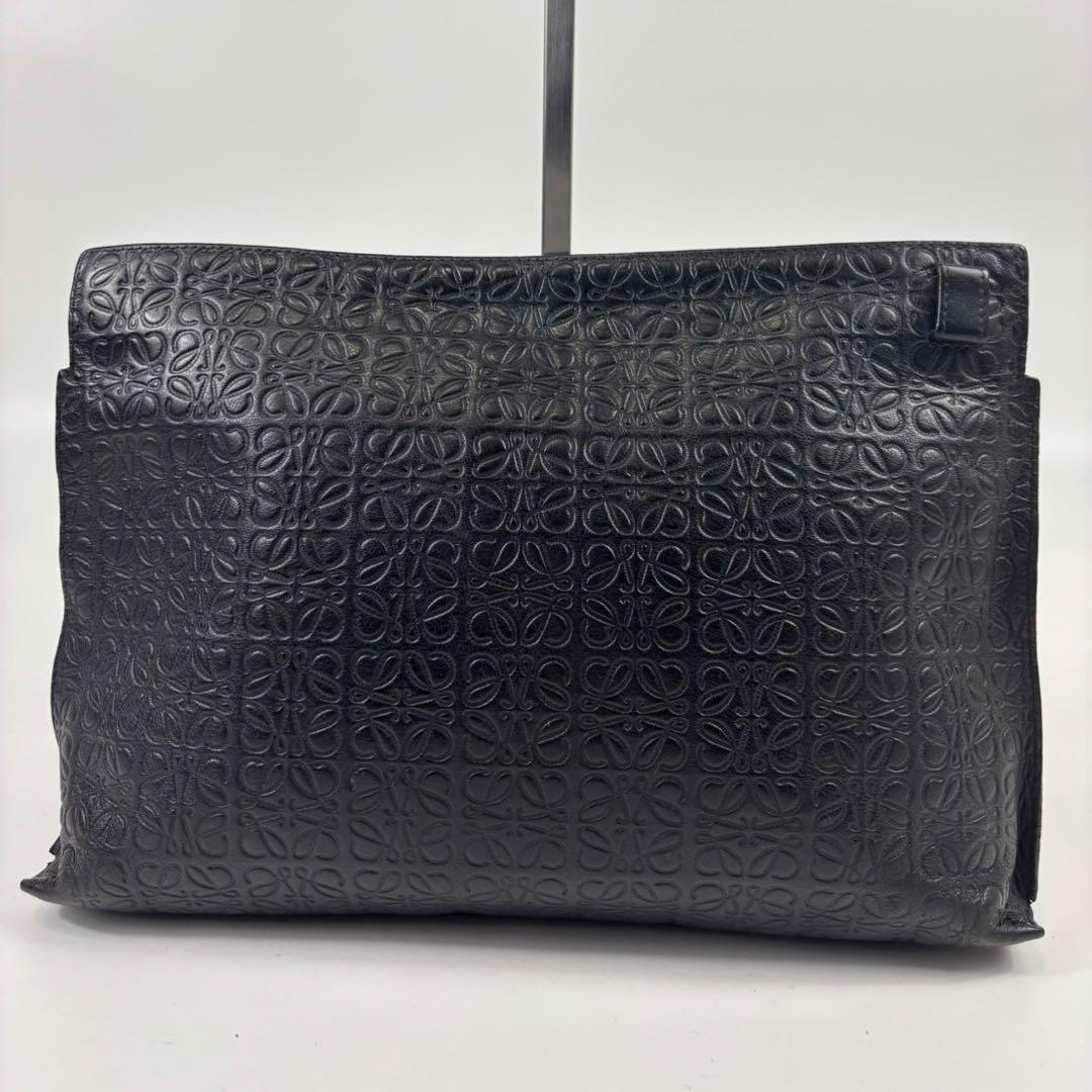 LOEWE リピートアナグラム レザー クラッチバッグ ブラック
