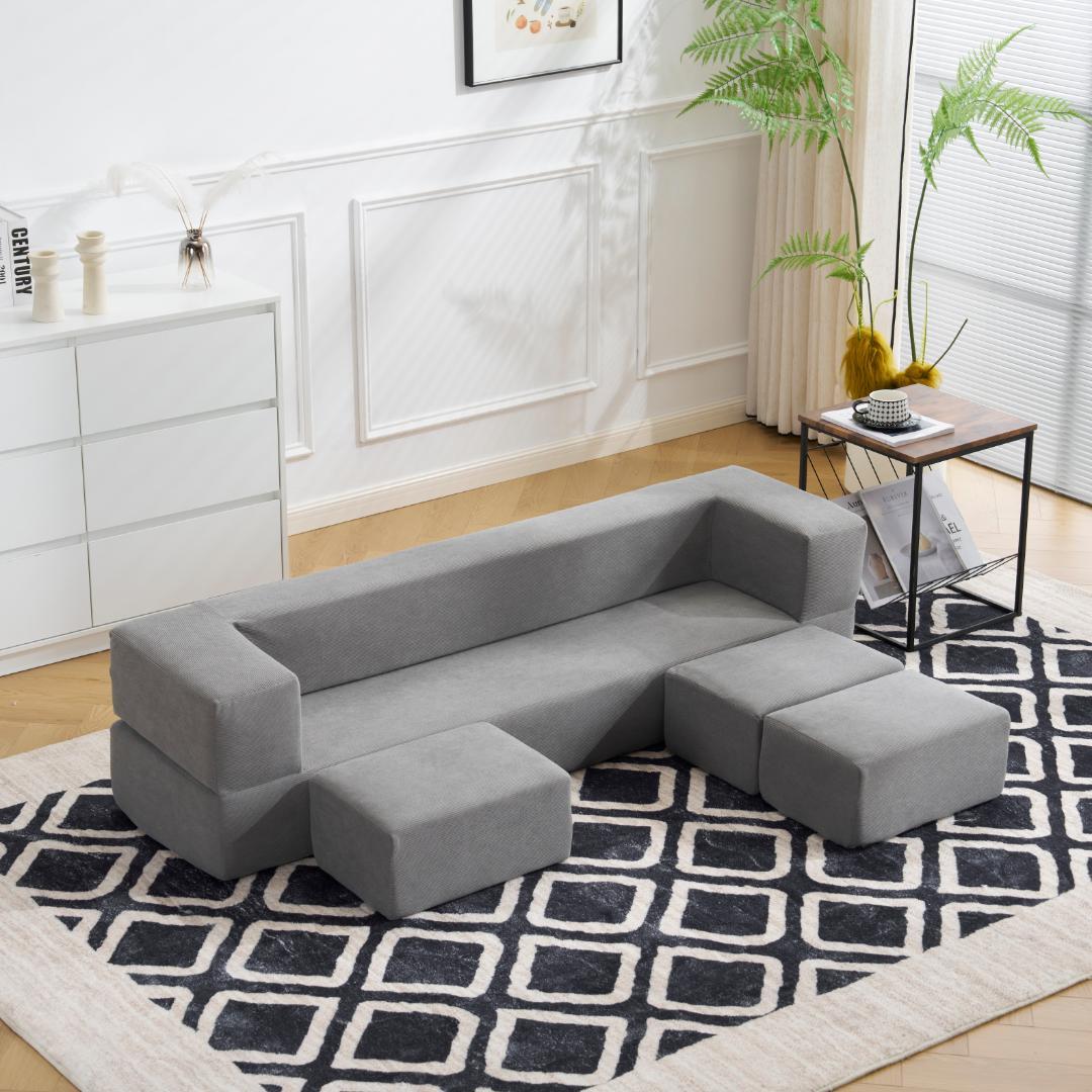 ソファベッド 5人掛け 5P 組立て不要 フロアソファ コンパクト ローソファ