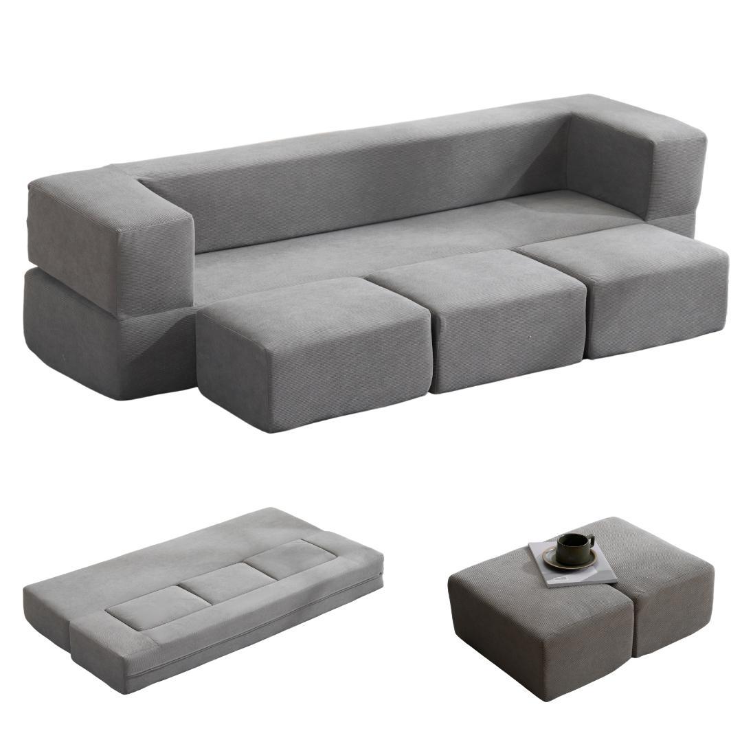 ソファベッド 5人掛け 5P 組立て不要 フロアソファ コンパクト ローソファ