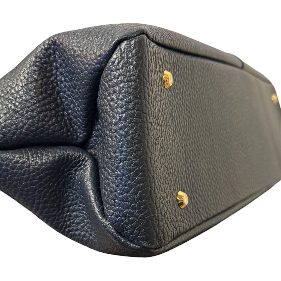 【美品】 ATAO エルヴィ 本革 ネイビー 2way ショルダーバッグ A4