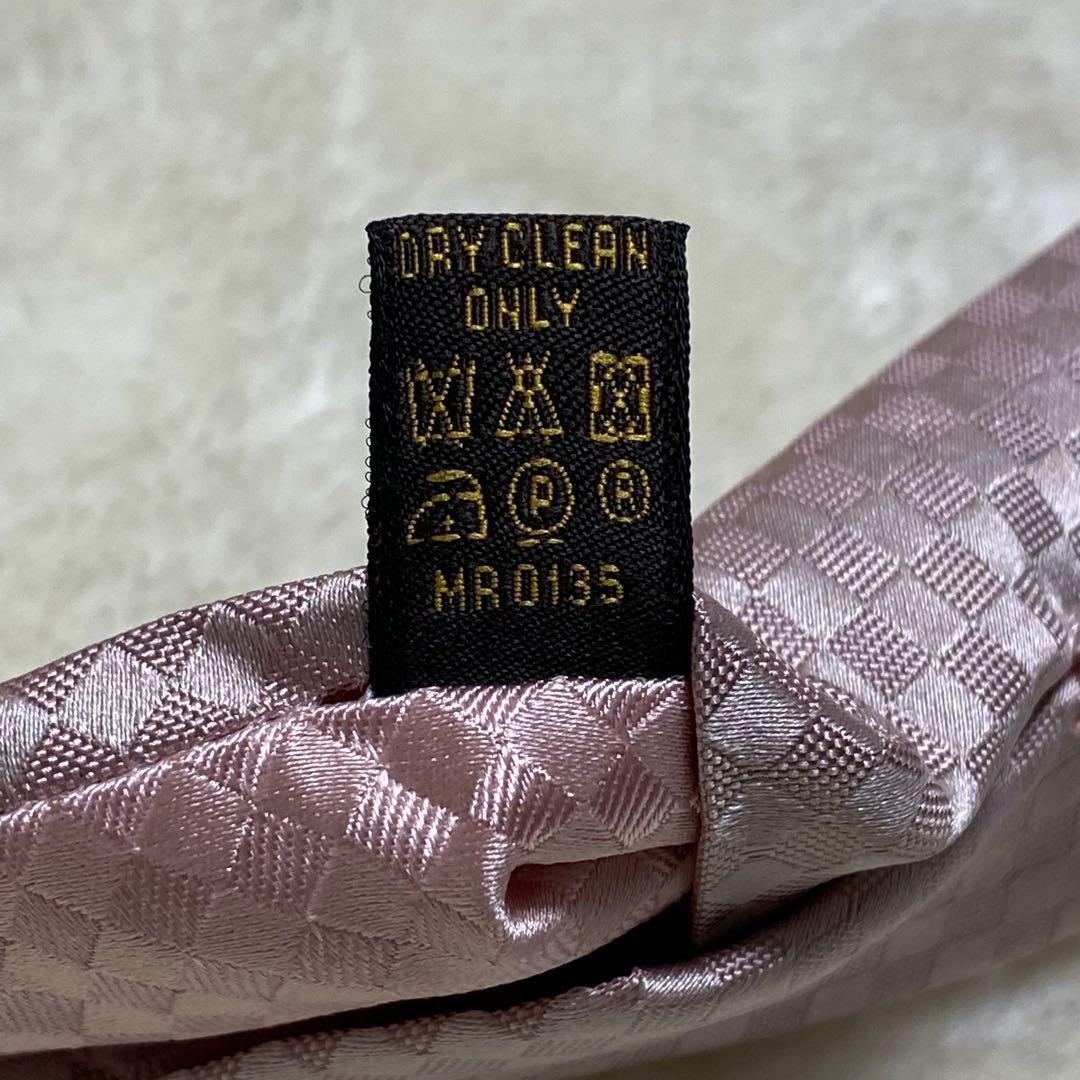 新品級✨ルイヴィトン　マイクロダミエLVロゴ　薄ピンク　光沢感　結婚式　大剣8㎝