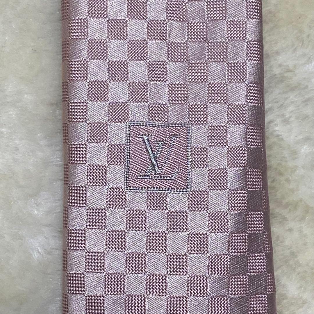 新品級✨ルイヴィトン　マイクロダミエLVロゴ　薄ピンク　光沢感　結婚式　大剣8㎝