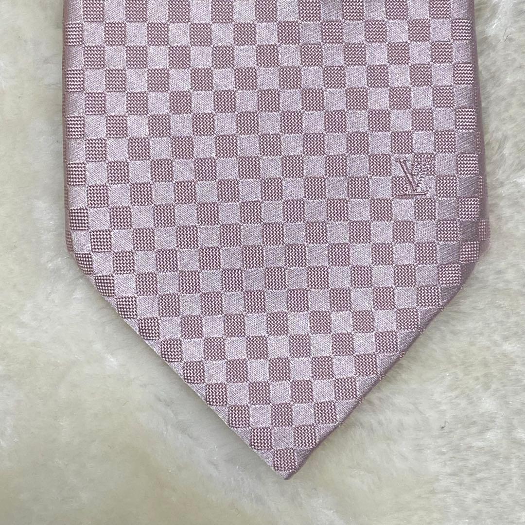 新品級✨ルイヴィトン　マイクロダミエLVロゴ　薄ピンク　光沢感　結婚式　大剣8㎝