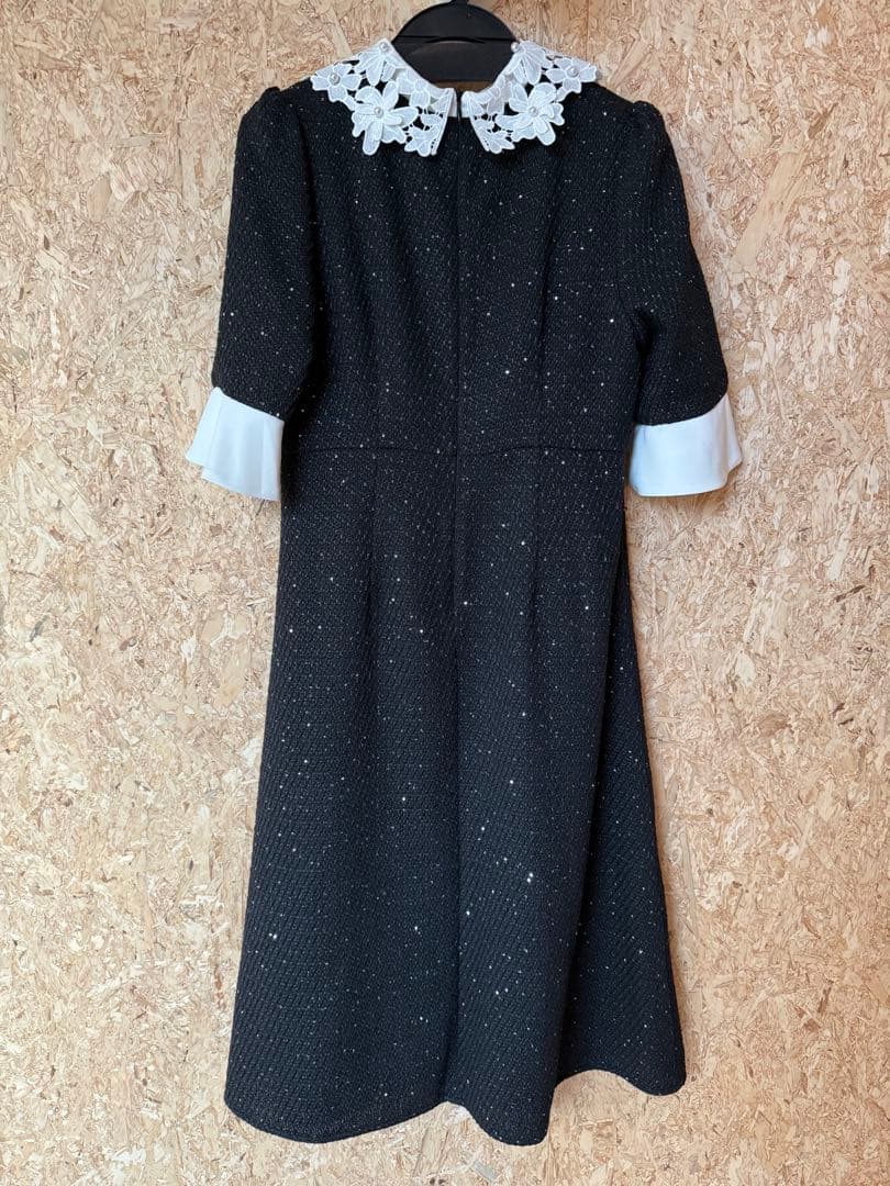 LEJA-花柄レースカラースパンコールAラインワンピースドレス 結婚式レディース