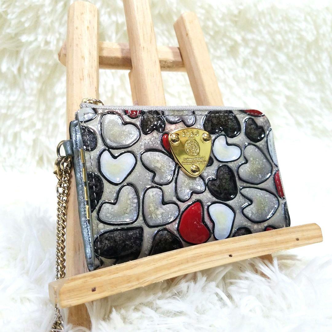【極美品】ATAO ベル キーケース ミニ財布 ハート柄 3連