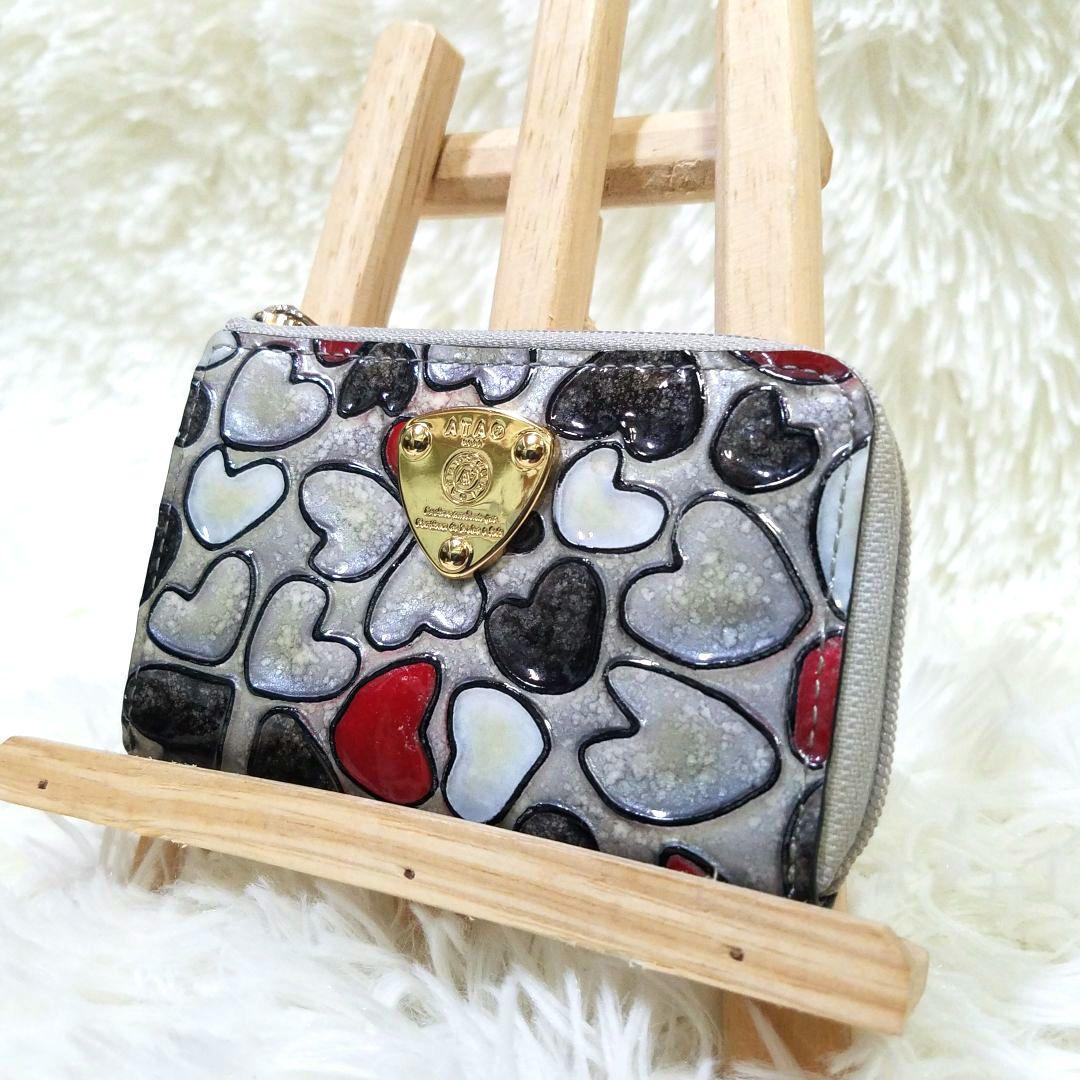 【極美品】ATAO ベル キーケース ミニ財布 ハート柄 3連