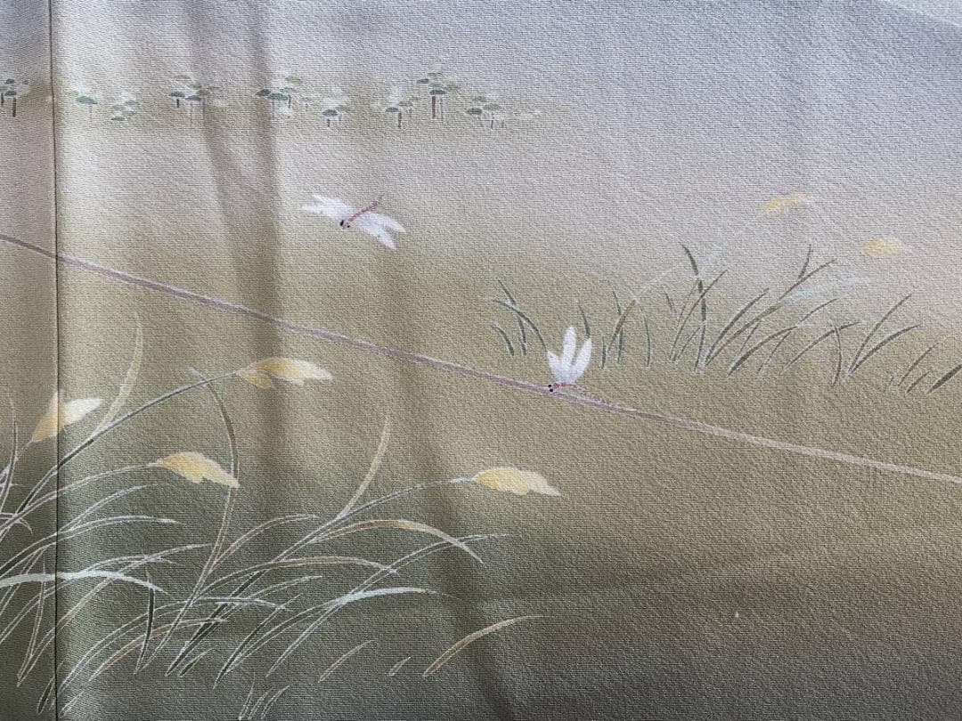 び*ご様 ■E3935■未使用品■正絹縮緬■落款　蜻蛉と雀柄　袷　訪問着■丈16