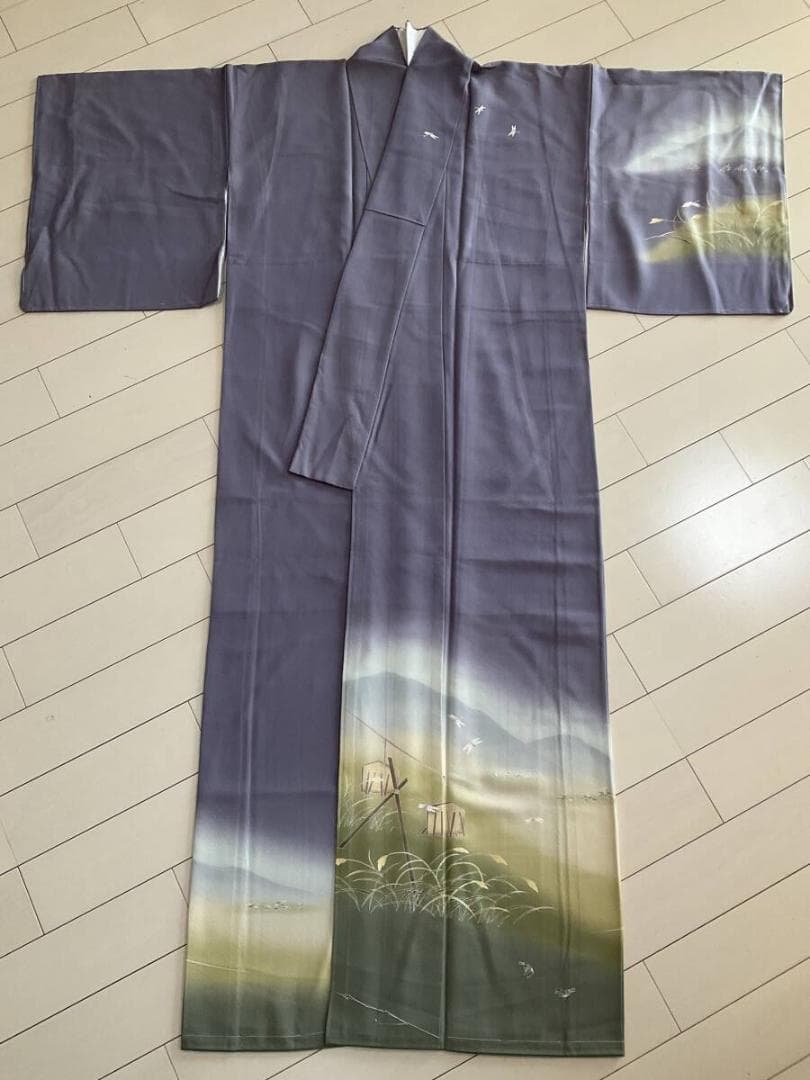 び*ご様 ■E3935■未使用品■正絹縮緬■落款　蜻蛉と雀柄　袷　訪問着■丈16