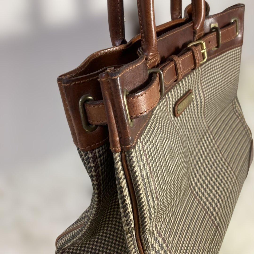 【良品 】ポロラルフローレン ハンドバッグ A4可 PVCレザー 千鳥格子