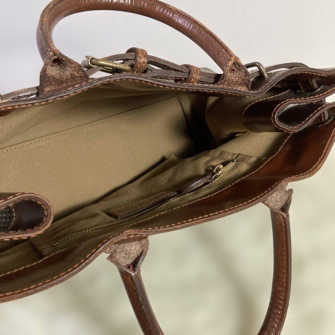 【良品 】ポロラルフローレン ハンドバッグ A4可 PVCレザー 千鳥格子