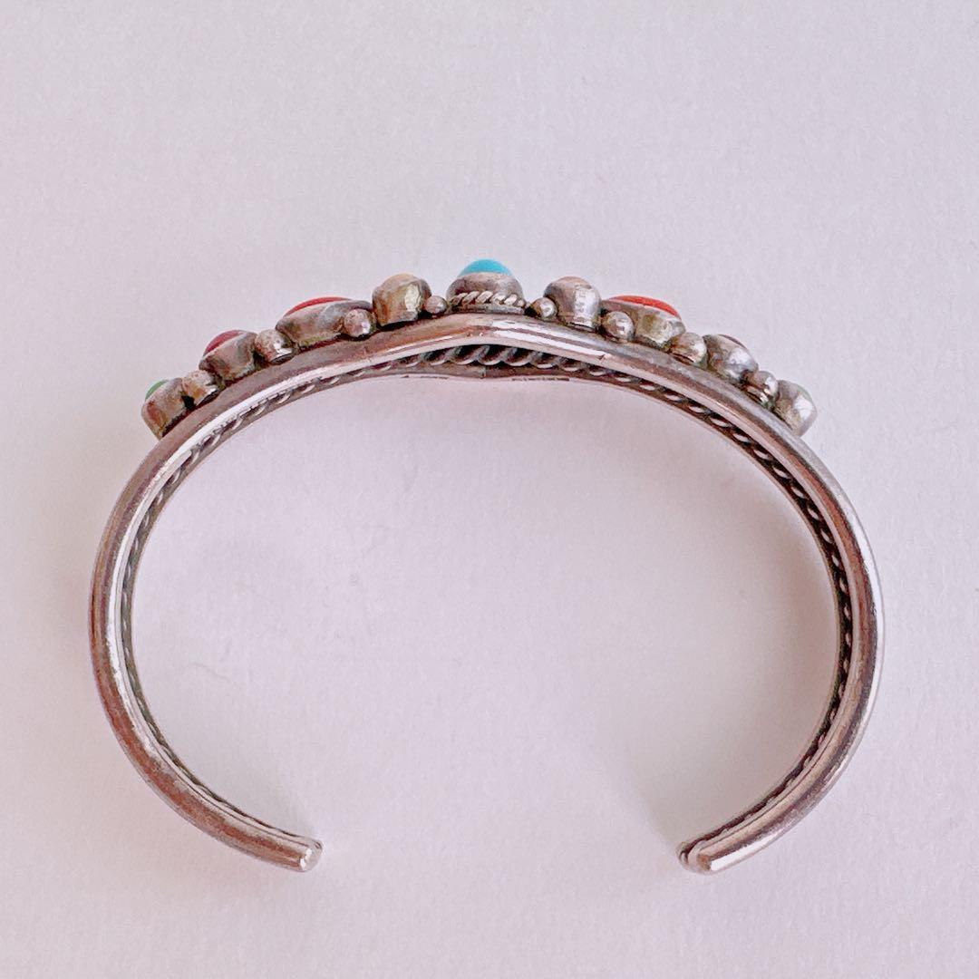 ヴィンテージ　ナバホ　ターコイズ　マルチカラー　バングル 【J879】