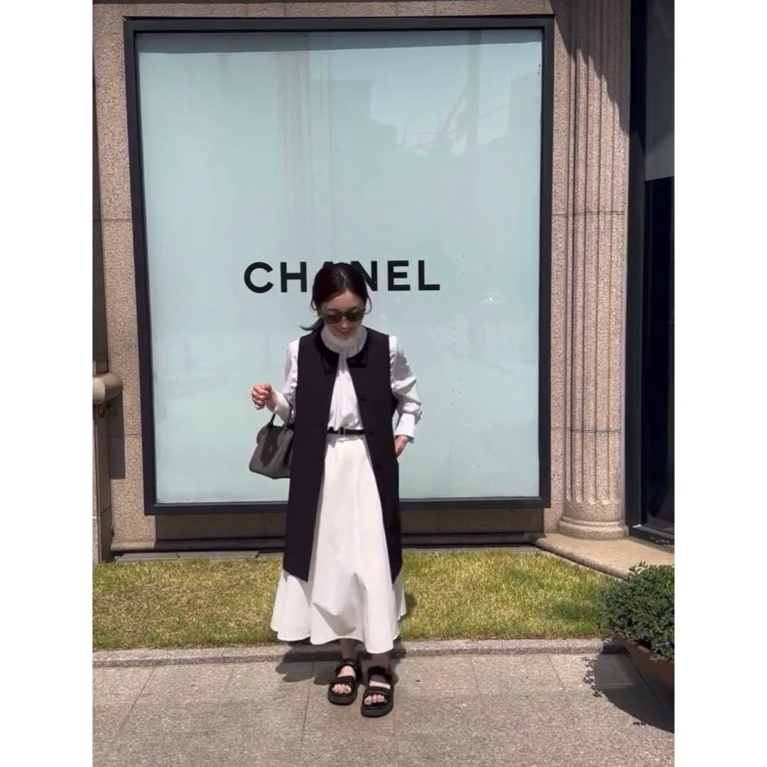 春のジレ★yonfa ヨンファ　スクエアジレ　　黒