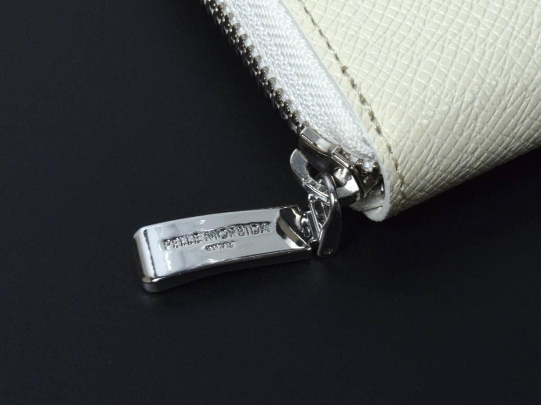未使用 ペッレモルビダ 牛革 ラウンド コンパクト ウォレット 財布 ホワイト
