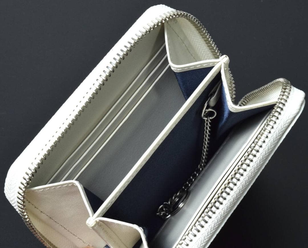 未使用 ペッレモルビダ 牛革 ラウンド コンパクト ウォレット 財布 ホワイト