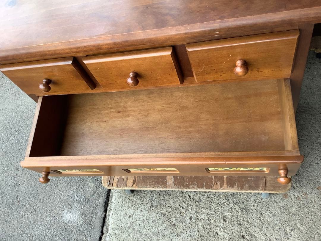 4段洋服タンス 木製チェスト スペイン風 バレンシアうタイル調 カントリー調