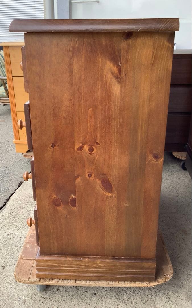 4段洋服タンス 木製チェスト スペイン風 バレンシアうタイル調 カントリー調