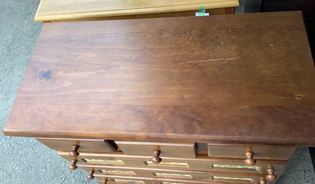 4段洋服タンス 木製チェスト スペイン風 バレンシアうタイル調 カントリー調