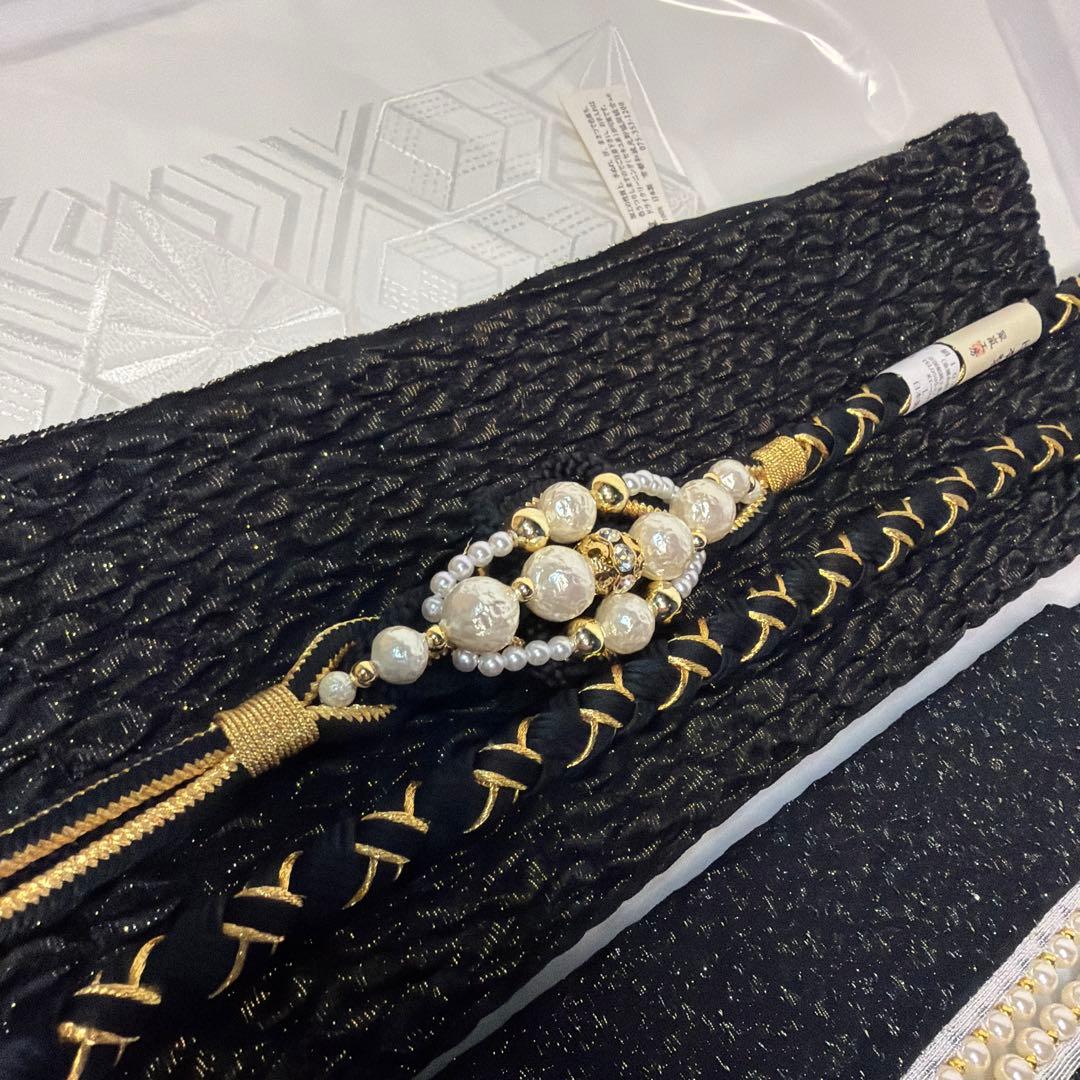 新品　2026年モデル　黒　振袖用　帯締め　帯揚げ　半襟　重ね襟　セット