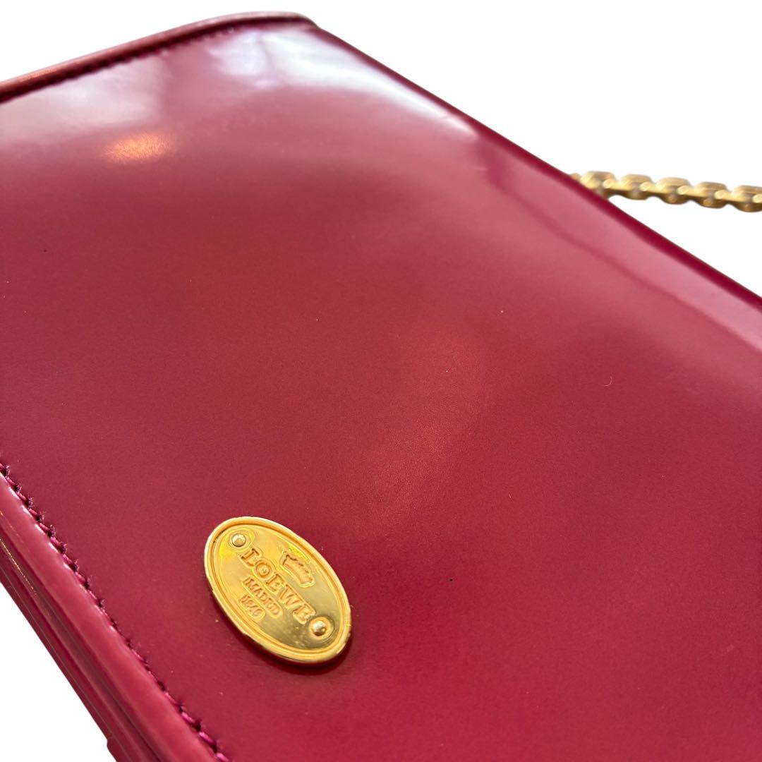 LOEWE ロエベ チェーンウォレット ピンクパープル ゴールドチェーン 箱付き