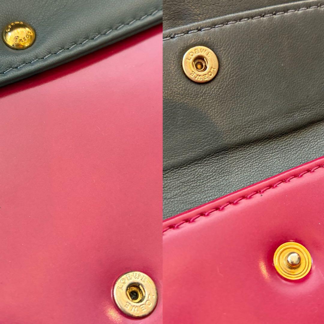 LOEWE ロエベ チェーンウォレット ピンクパープル ゴールドチェーン 箱付き