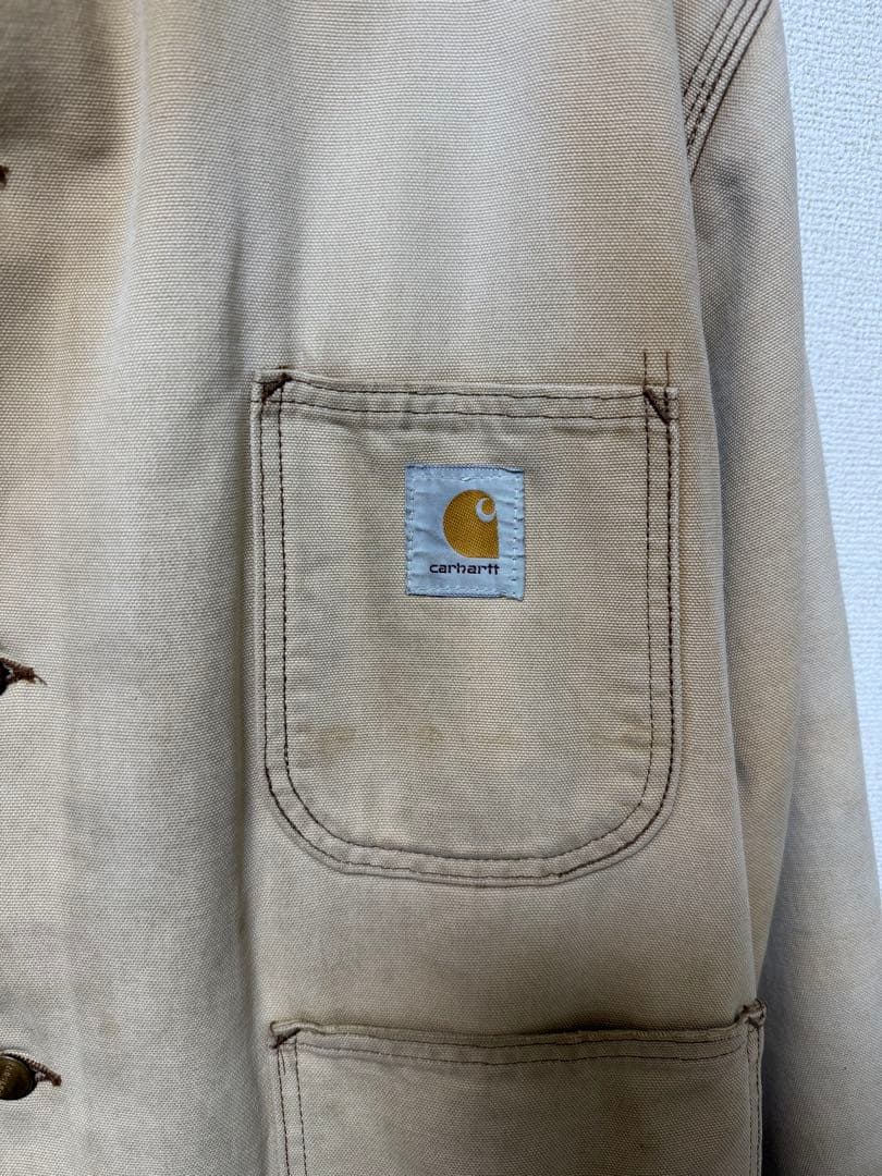 Carhartt カーハート　カバーオール ベージュ　ボロ　雰囲気系　リメイク